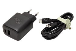 Napájecí adaptér síťový (230V) - USB A QC 3.0 + USB C PD, 20W,  + Lightning kabel