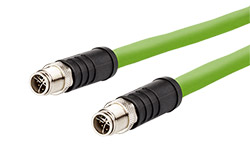 SF/UTP kabel kat 6a, M12 8pin (M) kód X - M12 8pin (M) kód X, ohebný, 10m