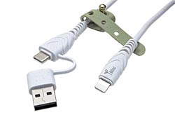 USB 2.0 kabel USB C(M) + USB A(M) - Lightning, 3A, 1,2m
