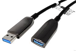 USB 5Gbps (USB 3.0) aktivní optický prodlužovací kabel, USB3.0 A(M) - USB3.0 A(F), 10m, černý