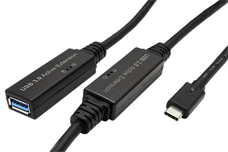 USB 5Gbps (USB 3.0) aktivní prodlužovací kabel USB C(M) - USB A(F), 15m