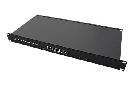 19" automatický přepínač napájení, 2x C20 na 10x C13 + C19, 16A, RCM, měření (8801-3)
