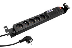 19" napájecí panel 1,5U, 5x zásuvka CZ, přepěťová ochrana, filtr, vypínač, černý, 3m (504WF)