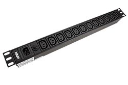 19" napájecí panel 1U, 12x C13, vstup C14, + kabel 3m (PE0112G)