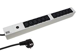 19" napájecí panel 1U, 12x zásuvka C13, šedý, 2m (800.3723)