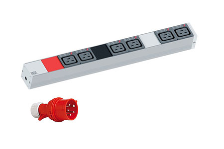 19" napájecí panel 1U, 6x C19, 3m, vidlice 3x16A (800.0111)
