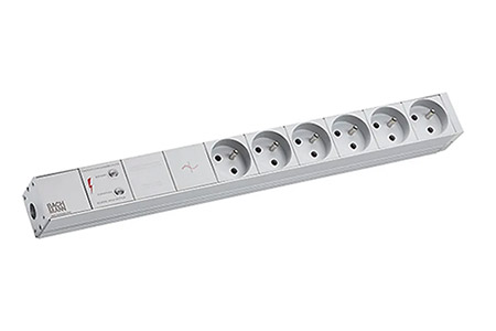 19" napájecí panel 1U, 6x zásuvka CZ, přepěťová ochrana, filtr, šedý, 2m (333.4063)