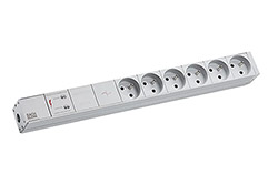 19" napájecí panel 1U, 6x zásuvka CZ, přepěťová ochrana, filtr, šedý, 2m (333.4063)