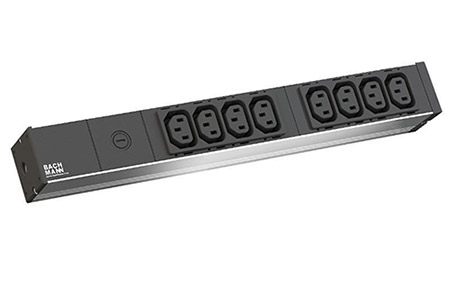19" napájecí panel 1U, 8x zásuvka C13, 10A pojistka, černý, 2m (333.408)