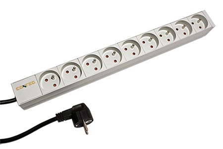 19" napájecí panel 1U, 9 x230V, CZ, 3m