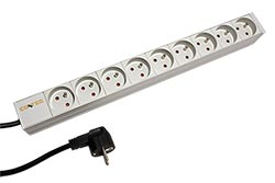 19" napájecí panel 1U, 9 x230V, CZ, 3m