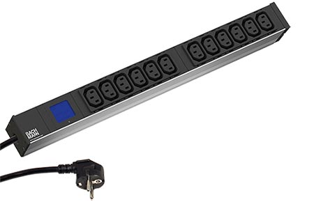 19" napájecí panel 1U BN0500, 12x zásuvka C13, 2m, měření (800.2055)