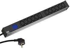 19" napájecí panel 1U BN0500, 12x zásuvka C13, 2m, měření (800.2055)