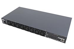 19" napájecí panel 8x C13, IP, celkové měření, ovládání, vstup C20, + kabel 3m (PE6108G)