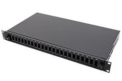 19" optická vana, výsuvná, 1U, 24x SC (duplex) / LC (quadruple), černá