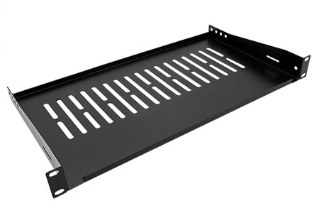 19" police 1U, 250mm, tvar U, max. 10kg, černá