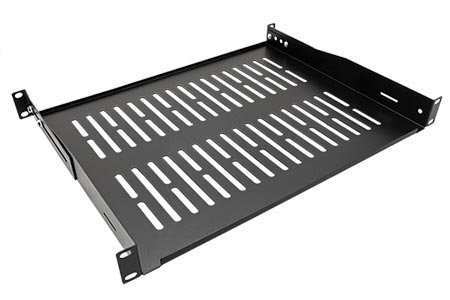 19" police 1U, 350mm, tvar U, max. 25kg, černá