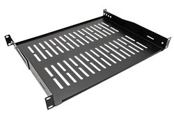 19" police 1U, 350mm, tvar U, max. 25kg, černá