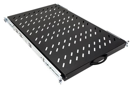 19" police 1U, výsuvná, 700mm, max. 25kg, černá