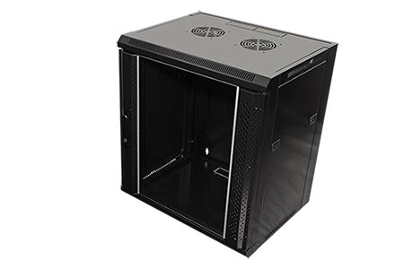 19" rozvaděč 12U (635mm), hloubka 450, šířka 570, závěsný, černý