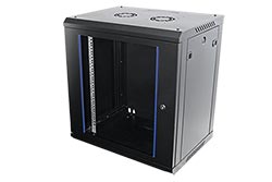 19" rozvaděč 12U, závěsný, stavebnice, š. 600, h. 450, černý