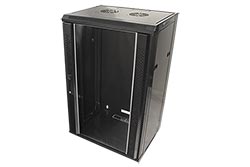 19" rozvaděč 18U (910mm), hloubka 450, šířka 570, závěsný, černý