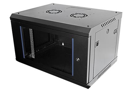 19" rozvaděč 6U, závěsný, stavebnice, š. 600, h. 450, černý