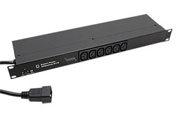 19" sekvenční spínač, 6x C13, filtr, přepěťová ochrana, vstup C19, 2m (8112-6)