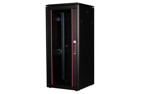 19" síťový rozvaděč 26U, stojanový, Pro, š. 600, h. 600, skleněné dveře, černý