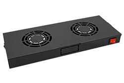 19" ventilační jednotka, 2 ventilátory, černá