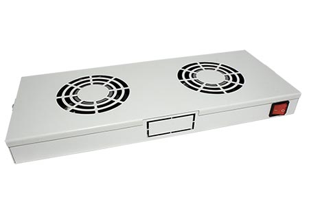 19" ventilační jednotka, 2 ventilátory, šedá