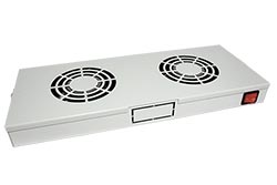 19" ventilační jednotka, 2 ventilátory, šedá