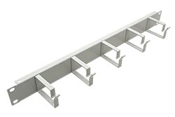 19" vyvazovací panel 1U, 5x plastový třmen "G" 40x60, šedý