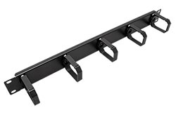 19'' vyvazovací panel 1U, jednostranný, 5x otočný třmen 60mm, černý