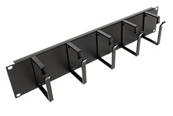 19" vyvazovací panel 2U, 5x třmen "G" 85x60, černý