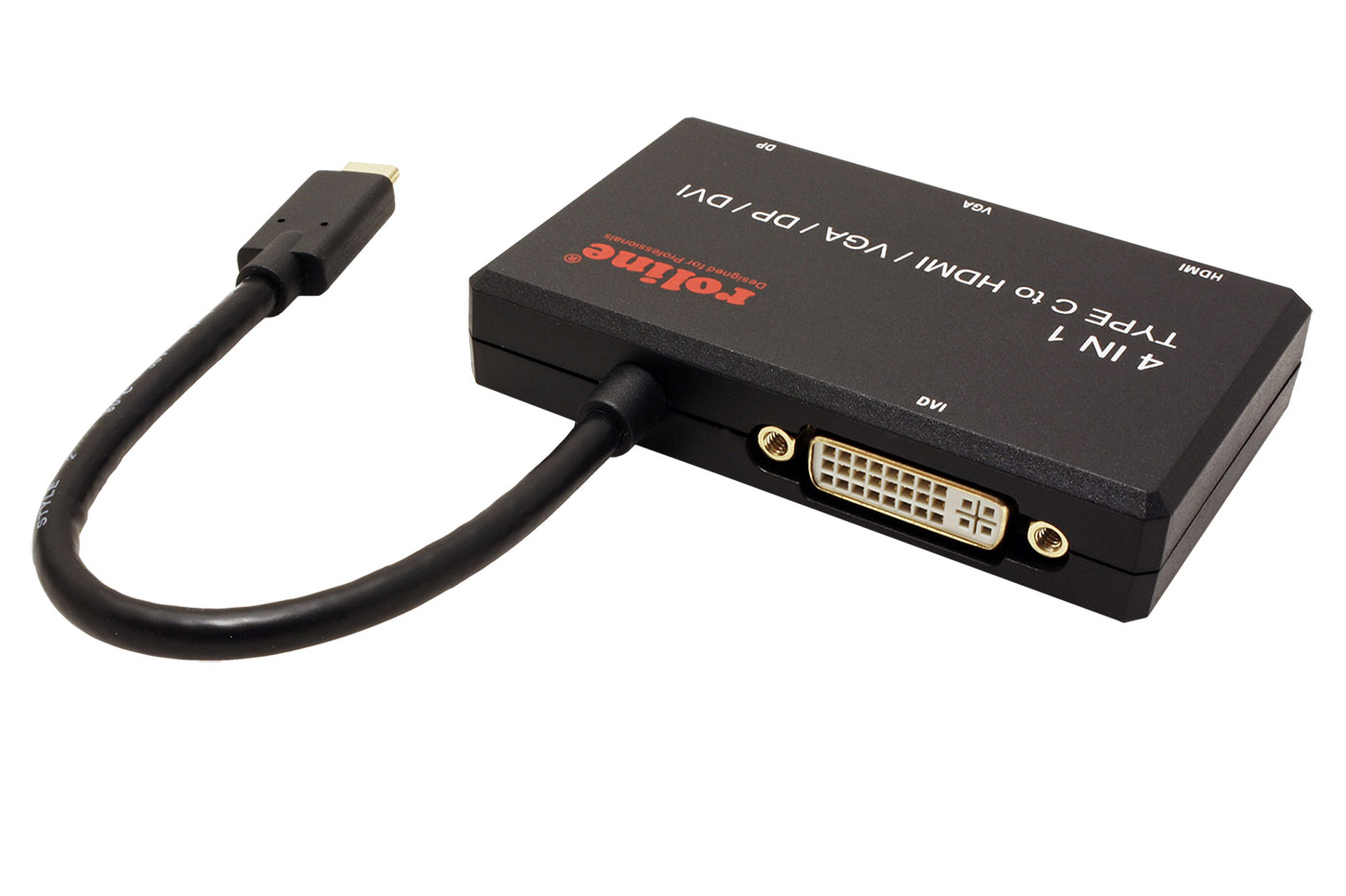 Multiport adaptér USB C(M) > HDMI A(F)/ VGA(F)/ DVID(F)/ DP(F), 15cm