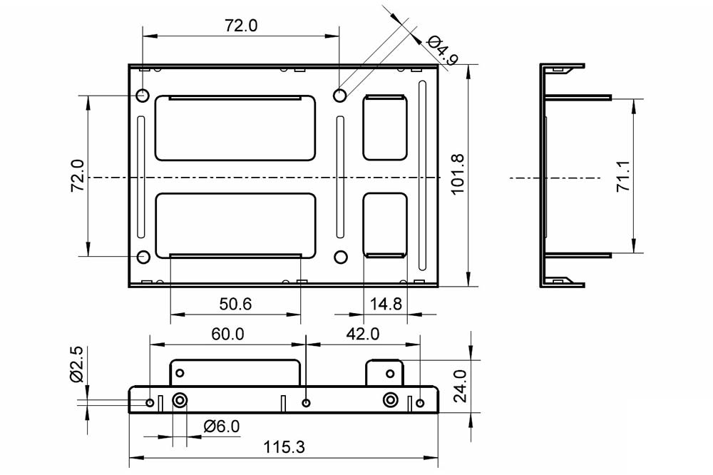 Držák HDD/SSD 2,5'' (v 3,5'' pozici), kovový | a.s.