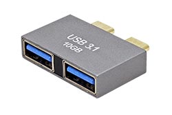 Adaptér 2x USB C(M) - 2x USB3.0 A(F), 10Gbps, stříbrný