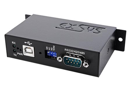 Adaptér USB -> 1x RS232/422/485 (MD9), průmyslový, na DIN lištu (EX-1311VIS)