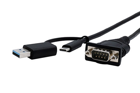 Adaptér USB C + A -> 1x RS232 (MD9), kabel 0,5m, FTDI (EX-23001)