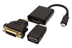 Adaptér USB C(M) -> HDMI (M), 4K@Hz, + redukce na DVI a VGA