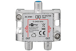 Anténní rozbočovač 1:2, 3x F(F), SAT/TV, kovový, 5 MHz- 2450 MHz