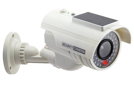 Atrapa venkovní kamery s IR, blikající LED, bílá
