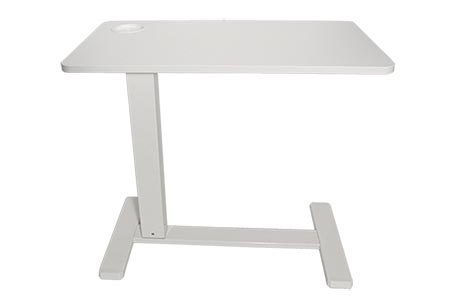 Boční stolek s plynovou pružinou, skrytá kolečka, výškově nastavitelný, bílý