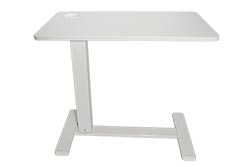 Boční stolek s plynovou pružinou, skrytá kolečka, výškově nastavitelný, bílý