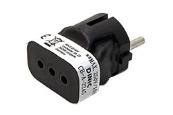 Cestovní adaptér Itálie -> (CZ, DE, FR) černý