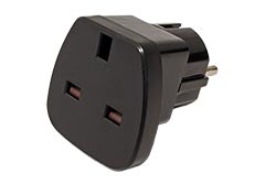 Cestovní adaptér UK -> (CZ, DE, FR), černý