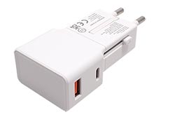 Cestovní napájecí adaptér síťový, EU/UK/US/AUS, USB A + USB C, 25W