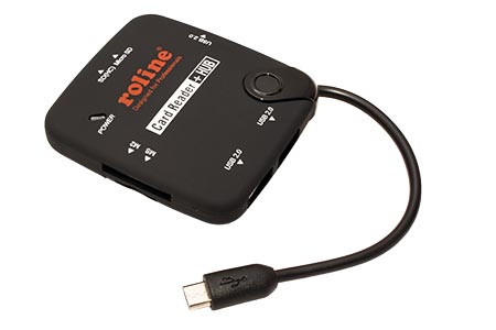 Čtečka karet USB 2.0 pro tablety a telefony + HUB 3 porty, černá
