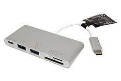 Čtečka karet USB C(M) - MicroSD + SD/MMC, 2x USB3.0 A(F), USB C PD